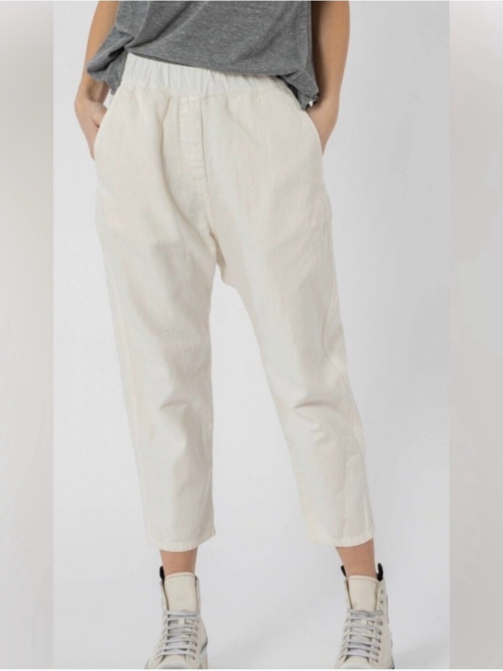 Nili Lotan Casablanca Crop Pants XS Eggshell Scandi Girl Lagenlook Minimal Chic